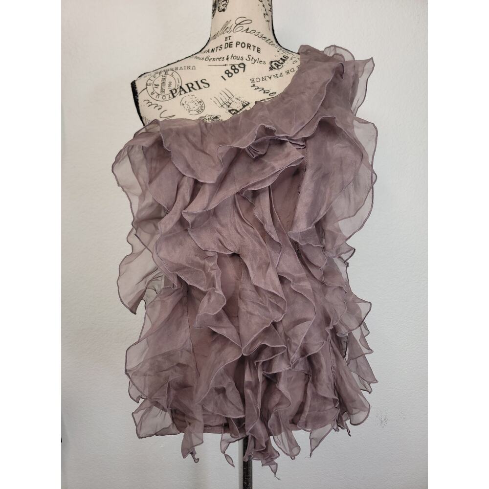 bebe Mauve Ruffle One-Shoulder Blouse